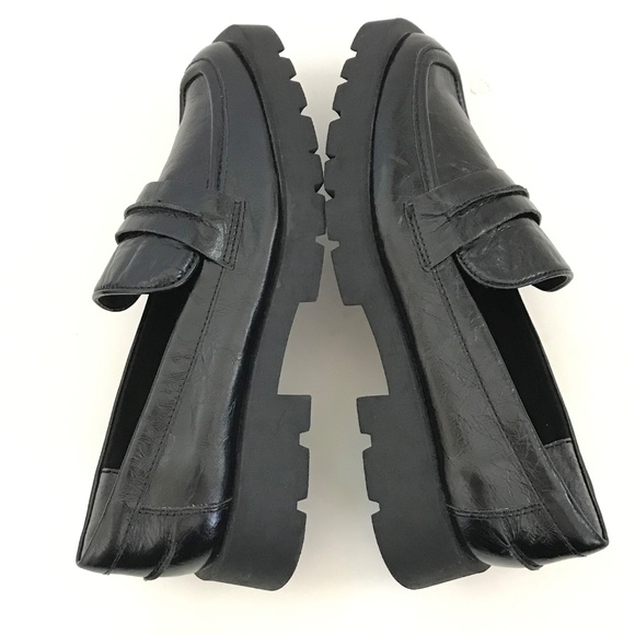 DOLCE VITA Evanka Black Lug Sole Loafer Crinkle Patent Women’s Size 6.5 - Picture 12 of 16